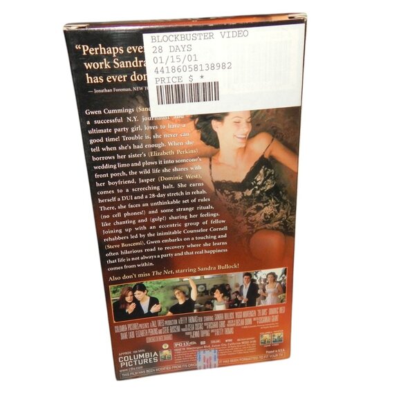 28 DAYS vintage VHS movie tape in original paper case Sandra Bullock - Picture 3 of 6